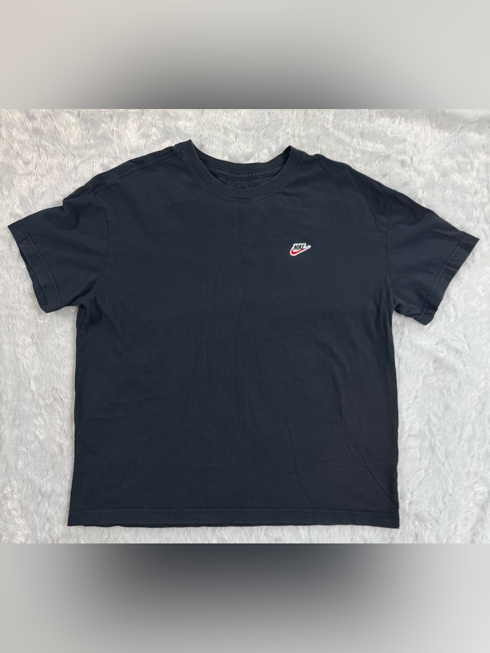 Nike Black Short Sleeve Crew Tee with Small Red & White Swoosh